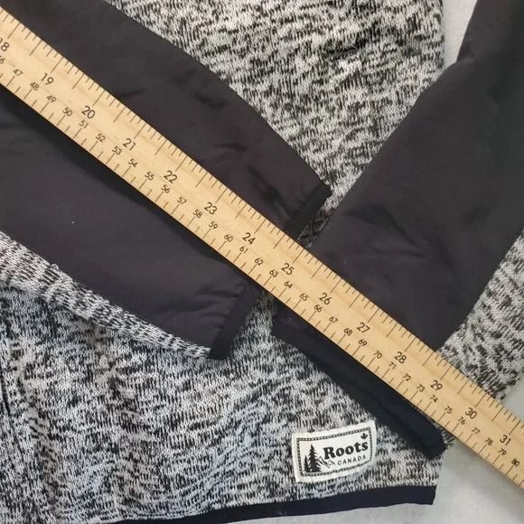 Vintage Roots Canada Men's Fleece Jacket Size Large Heather Black White Full Zip - Picture 7 of 16